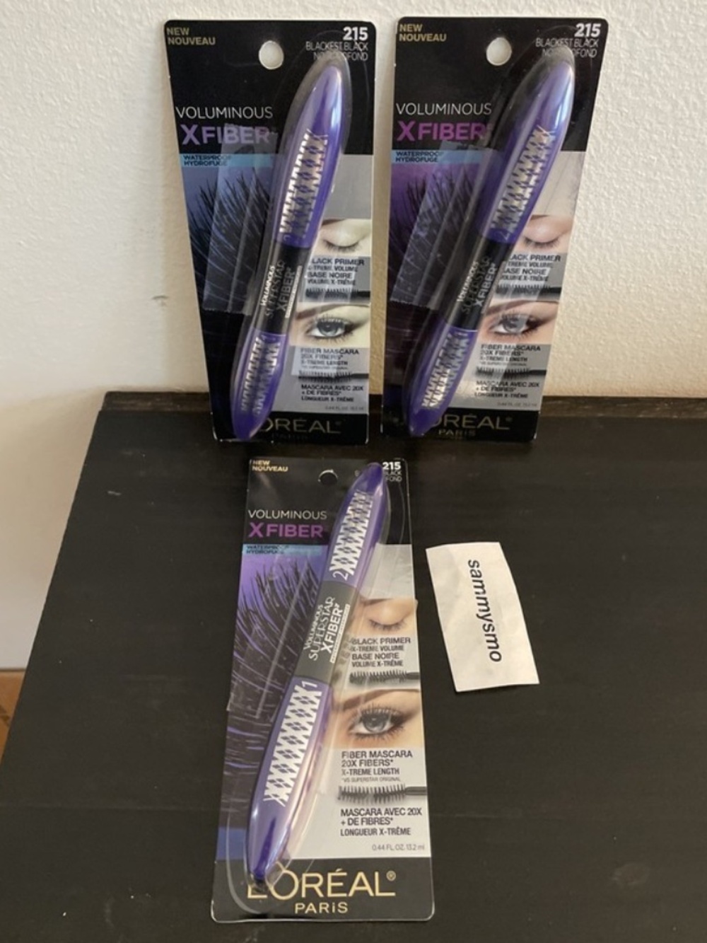 LOREAL Voluminous X Fiber Mascara Waterproof 215 Blackest Black x3